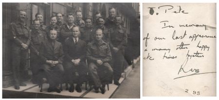 Major Crofts, with his distinctive centre hair parting, in civilian clothes with a slight enigmatic message on the reverse.