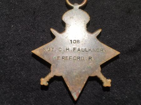 The reverse of Charles Faulkner's 14/15 Star Medal