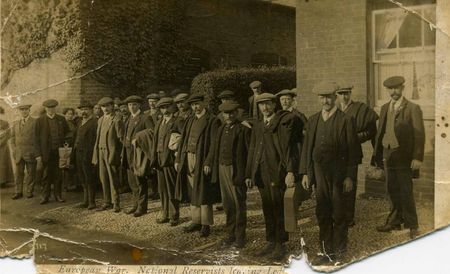 National Reservists parade outside the Drill hall in 1916