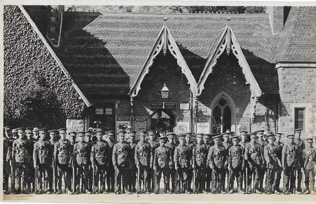 The Knghton Detachment of The Hereford Regiment outside Knighton Station August 1914