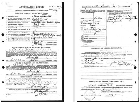 Hull's Canadian enlistment papers