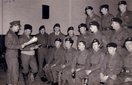1958, Soldiers receiving orders from Lt Buckley 1958