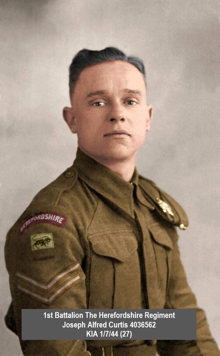 Cpl Joseph Curtis of the Carrier Platoon, one of the first casualties of the Regiment in June 1944.