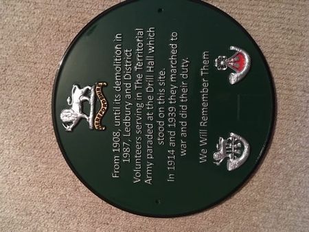 Ledbury Drill Hall memorial Plaque