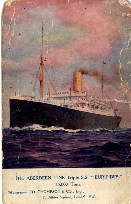 HTS Euripides, launched 1914, which took the Herefordshire Regiment to Gallipoli. The subject of our opening Christmas Quiz question.